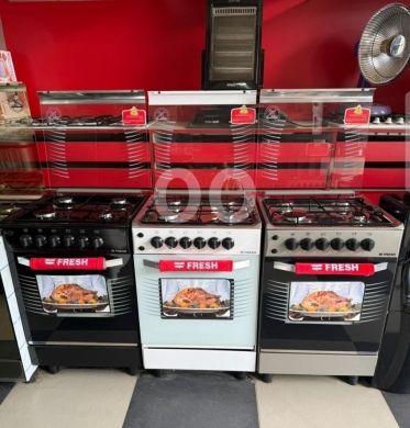 Kitchen appliances in Saida - غاز فريش 4 عيون سيلفر مع فرن وشواية | Fresh 4-Burner Gas Cooker Silver