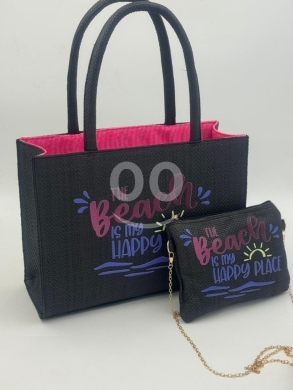 Clothes, Footwear & Accessories in Baabda - طقم حقيبة يد سوداء للشاطئ مع جزدان صغير وسلسلة | Women&#039;s Black Beach Handbag Set with Pouch