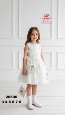 Produits pour bébés et enfants dans Jeb Jenine - فستان أبيض أنيق للبنات من V.I.B. مع حقيبة يد صغيرة | Elegant V.I.B. White Dress for Girls with Match