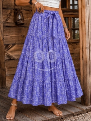 Clothes, Footwear & Accessories in Jeb Jenine - تنورة ماكسي نسائية طويلة بنقوش ناعمة وألوان صيفية | Women&#039;s Floral Tiered Boho Maxi Skirt