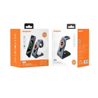 Other electronics in Achrafieh - شاحن لاسلكي مغناطيسي 3 في 1 من WOPOW مع كفالة سنة | WOPOW 3-in-1 Magnetic Wireless Charger MW02