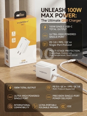 Other electronics in Achrafieh - شاحن / أدابتر ووبو 100 واط أصلي مع كفالة سنة وخدمة توصيل | Wopow 100W Fast Charging Adapter