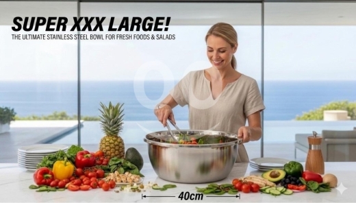 Kitchen appliances in Beirut City - وعاء ستانلس ستيل حجم كبير 40 سم متعدد الاستخدامات | 40cm Large Stainless Steel Multi-Use Bowl
