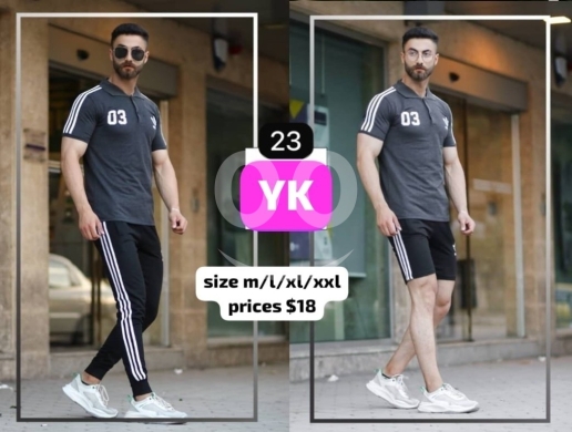 Clothes, Footwear & Accessories in Aley - طقم سبور رجالي صيفي كاجوال تيشرت وبنطلون قطن مريح | Men&#039;s Casual Summer Cotton Tracksuit Set