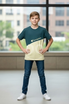 تيشيرت ولادي شامبيون قطن بلونين أخضر وأصفر | Boys Champion Two-Tone Green & Yellow T-Shirt