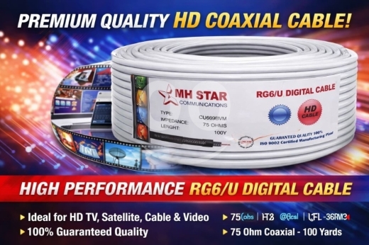 TV & videos in Abou Samra - كابل ستلايت RG6/U ديجيتال عالي الجودة بطول 100 ياردة | Premium RG6/U Digital Coaxial Cable
