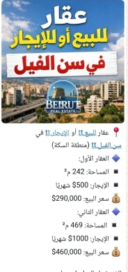 Other real estate in Sin el-Fil - عقارين تجاريين للبيع أو الإيجار في سن الفيل منطقة السكة | Commercial Properties for Sale or Rent in