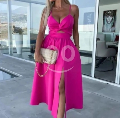 Vêtements, chaussures et accessoires dans Zouk Mikaël - فستان نسائي ميدي أنيق ومميز بلون فوشيا جذاب | Elegant Fuchsia Women&#039;s Midi Dress