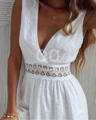فستان نسائي طويل أنيق من الدانتيل الأبيض الساحر | Elegant White Lace Women's Maxi Summer … — 2