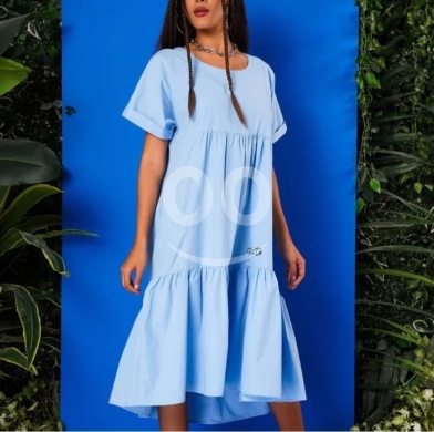 Clothes, Footwear & Accessories in Zouk Mikaël - فستان نسائي ميدي صيفي مريح وعصري باللون الأزرق | Casual Light Blue Tiered Women&#039;s Midi Dress
