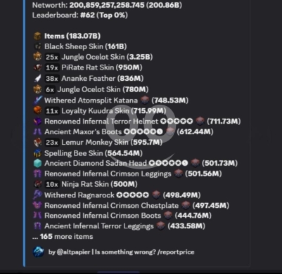 Gaming Console & Accessories dans Abbassiyeh - حساب هايبكسل سكاي بلوك 200 مليار نت ورث | Hypixel Skyblock Stacked Account 200B NW