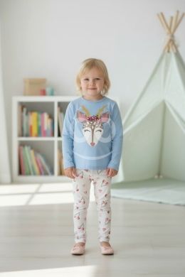Vêtements, chaussures et accessoires dans Tripoli - طقم ملابس أطفال قطعتين رسمة غزال مميزة | Two-Piece Kids&#039; Outfit with Deer Graphic