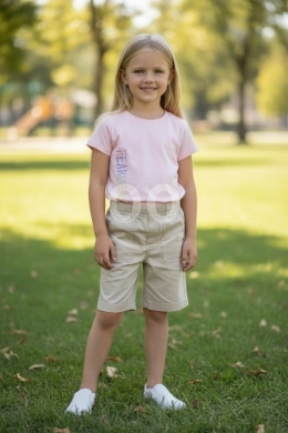 Vêtements, chaussures et accessoires dans Tripoli - طقم صيفي قطعتين تيشيرت وردي وشورت بيج | Two-Piece Summer Set Pink T-Shirt &amp; Beige Shorts