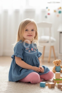 Vêtements, chaussures et accessoires dans Tripoli - فستان جينز بناتي مطرز مع كولون مخطط عمر 4 سنوات | Girls Denim Embroidered Dress &amp; Leggings 4Y