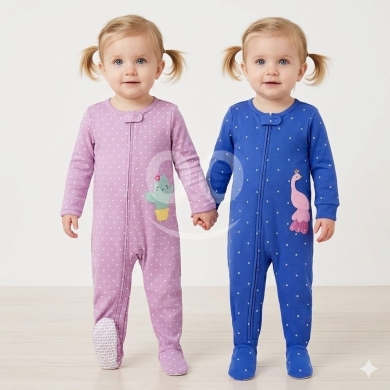 Vêtements, chaussures et accessoires dans Tripoli - بيجاما أطفال قطعة واحدة منقطة مع سحاب عمر 18 شهر | Baby One-Piece Polka Dot Sleepsuit 18M
