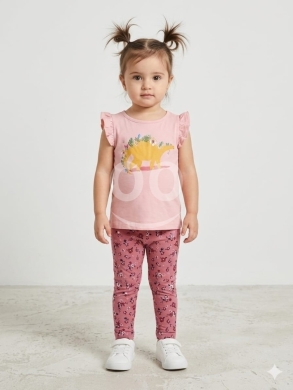 Vêtements, chaussures et accessoires dans Tripoli - طقم بناتي وردي تيشرت ديناصور وليجن مشجر عمر 6-24 شهر | Girls Pink Set Dinosaur Tee &amp; Floral Leggings