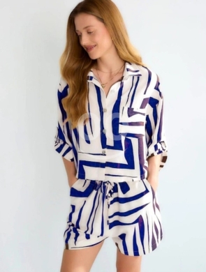 Clothes, Footwear & Accessories in Zouk Mikaël - طقم صيفي كاجوال قطعتين بنقشة عصرية مميزة | Elegant Casual Two-Piece Summer Set