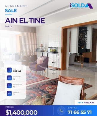 Apartments for sale in Verdun - 360 m2 apartment -open view 4sale in Ain el tineh - MH63.A.99