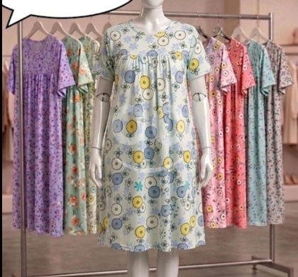 Vêtements, chaussures et accessoires dans Loussiya - قميص نوم قطن ليكرا نخب أول - مقاسات مريحة | Premium Cotton Lycra Nightgown