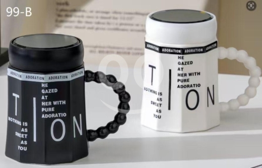 مطبخ في ادونيس - ماغ بورسلان سيراميك موديل 99-B بتصميم عصري مسدس ومسكة خرز | Modern Hexagonal Porcelain Mug with Bead