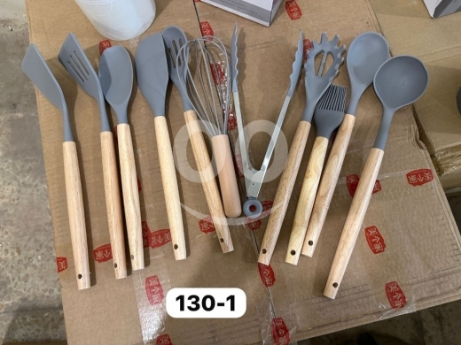 Kitchen in Adonis - طقم أدوات وملاعق المطبخ السيليكون الشهير مع مقابض خشبية متينة | Premium Silicone Kitchen Utensils Se