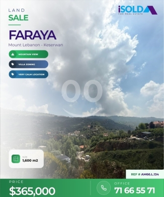 Lands for sale in Faraya - 1600 m2 land-open mountain view 4sale in Faraya- AM66.L.134