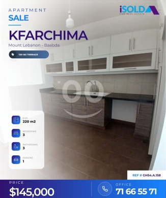 140sqm Apartment For Sale In Kfarchima+120sqm Terrace-GH54.A.158