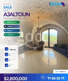 4650 m2 villa+garden/terrace-open mountain view 4sale in Ajaltoun- AM66.V.11