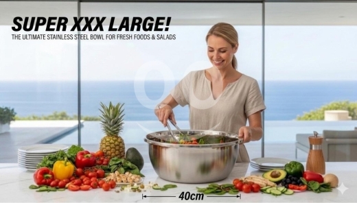 Kitchen in Beirut City - وعاء ستانلس ستيل كبير الحجم 40 سم | Super XXX Large Stainless Steel Bowl