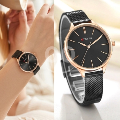 Clothes, Footwear & Accessories in Beirut City - ساعة كورين نسائية فاخرة سوداء وروز غولد | Elegant Curren Women Watch Black &amp; Rose Gold