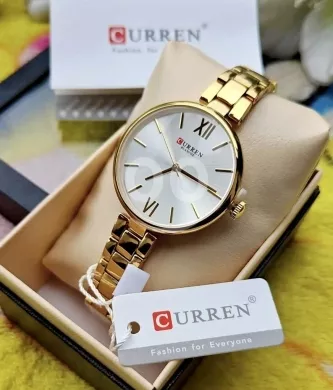 ساعة كورين بلانش نسائية ستيل ذهبي بميناء أبيض | Elegant Curren Blanche Women Watch Gold Steel