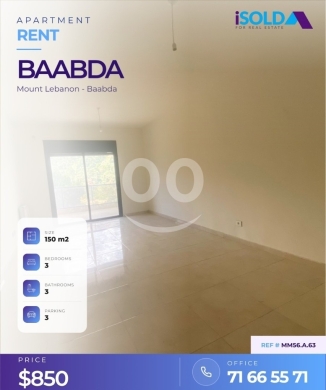 Apartments for rent in Baabda - 150 m2 apartment-open mountain view 4rent in Baabdat-MM56.A.63