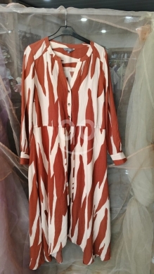 Clothes, Footwear & Accessories in Marj - فستان صيفي ميدي بنقوش ألوان ترابية وقصة أزرار أمامي | Elegant Earthy Patterned Midi Summer Dress