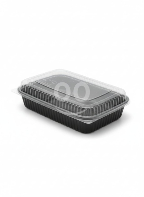 Packaging & Wrapping Materials in Tripoli - علب بلاستيك للميكرويف مستطيلة سوداء مع غطاء شفاف | Rectangular Black Microwave Containers with Clear