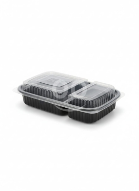 Packaging & Wrapping Materials in Tripoli - علب ميكرويف سوداء مقسمة قطعتين مع غطاء | 2-Compartment Black Microwave Containers