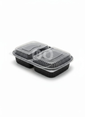 Packaging & Wrapping Materials in Tripoli - علب ميكرويف مستطيلة مقسمة قطعتين مع غطاء مرتفع | 2-Compartment Deep Microwave Containers
