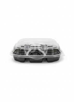 Packaging & Wrapping Materials in Tripoli - علب ميكرويف مقسمة 3 قطع مع غطاء شفاف مرتفع | 3-Compartment Deep Microwave Containers