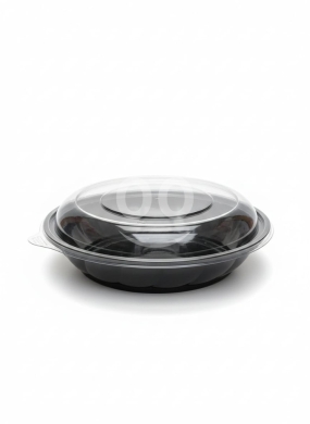 Packaging & Wrapping Materials in Tripoli - علب بلاستيك للميكرويف دائرية سوداء مع غطاء شفاف | Round Black Microwave Containers with Clear Lids