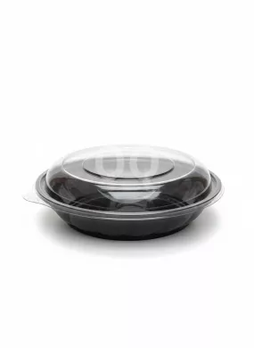 علب بلاستيك للميكرويف دائرية سوداء مع غطاء شفاف | Round Black Microwave Containers with Clear Lids