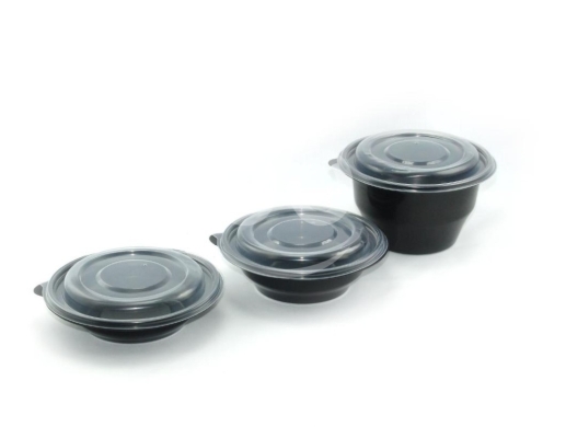 Packaging & Wrapping Materials in Tripoli - علب بلاستيك للميكرويف دائرية سوداء خيارات أحجام متعددة | Round Black Microwave Containers in Multipl