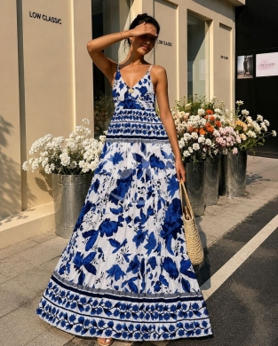 Vêtements, chaussures et accessoires dans Loussiya - فستان ريون صيفي معرق قطعتين فري سايز | Women&#039;s Two-Piece Printed Rayon Summer Dress Free Size