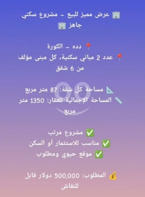العقارات الأخرى في دده - مشروع سكني جاهز للبيع في دده الكورة 1350 مم | Ready Residential Project for Sale in Deddeh