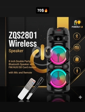 Other electronics في مزرعة - مكبر صوت لاسلكي مزدوج ZQS2801 بحجم 8 إنش مع ميكروفون وريموت | ZQS2801 Wireless Party Speaker