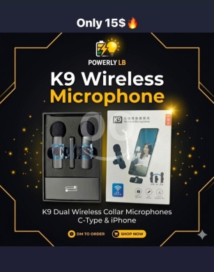 Other Mobile Phones & Accessories في مزرعة - ميكروفون لاسلكي مزدوج K9 للملابس للهواتف الذكية | K9 Dual Wireless Collar Microphone