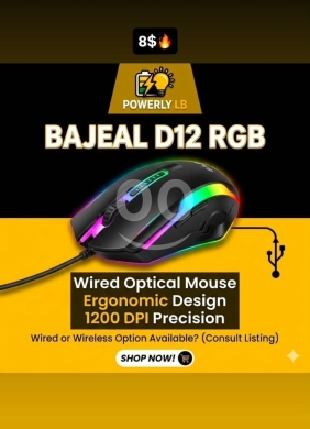 Computers Parts & Software Accessories in Mazraa - ماوس قيمنق سلكي Bajeal D12 RGB بدقة 1200 DPI | Bajeal D12 RGB Wired Gaming Mouse