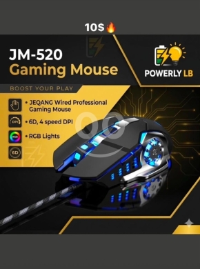 Computers Parts & Software Accessories in Mazraa - ماوس قيمنق سلكي Jeqang JM-520 مع إضاءة RGB | Jeqang JM-520 Wired Gaming Mouse