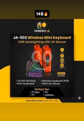 Computers Parts & Software Accessories in Mazraa - كيبورد لاسلكي صغير JA-503 مع ماوس هوائي وإضاءة RGB | JA-503 Wireless Mini Keyboard Air Mouse