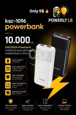 Mobile accessories dans Mazraa - شاحن سفري كاكو 10000 مللي أمبير بمخرجين USB - بسعر 9$ | Kaku 10000mAh Dual USB Power Bank KSC-1096 -