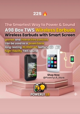 اكسسوارات الهاتف المحمول في مزرعة - سماعات وبوربانك A98 Box TWS -ـ 22$ | A98 Box TWS Earbuds &amp; Powerbank - 22$