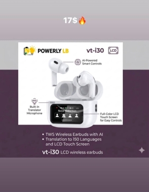 اكسسوارات الهاتف المحمول في مزرعة - سماعات vt-i30 اللاسلكية بشاشة لمس ومترجم ذكي | vt-i30 TWS Earbuds with LCD Touch Screen